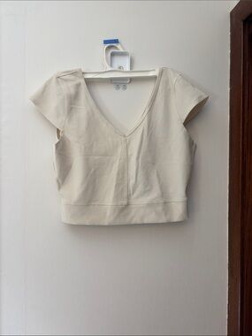 lululemon athletica Cream Ribbed Crop Top